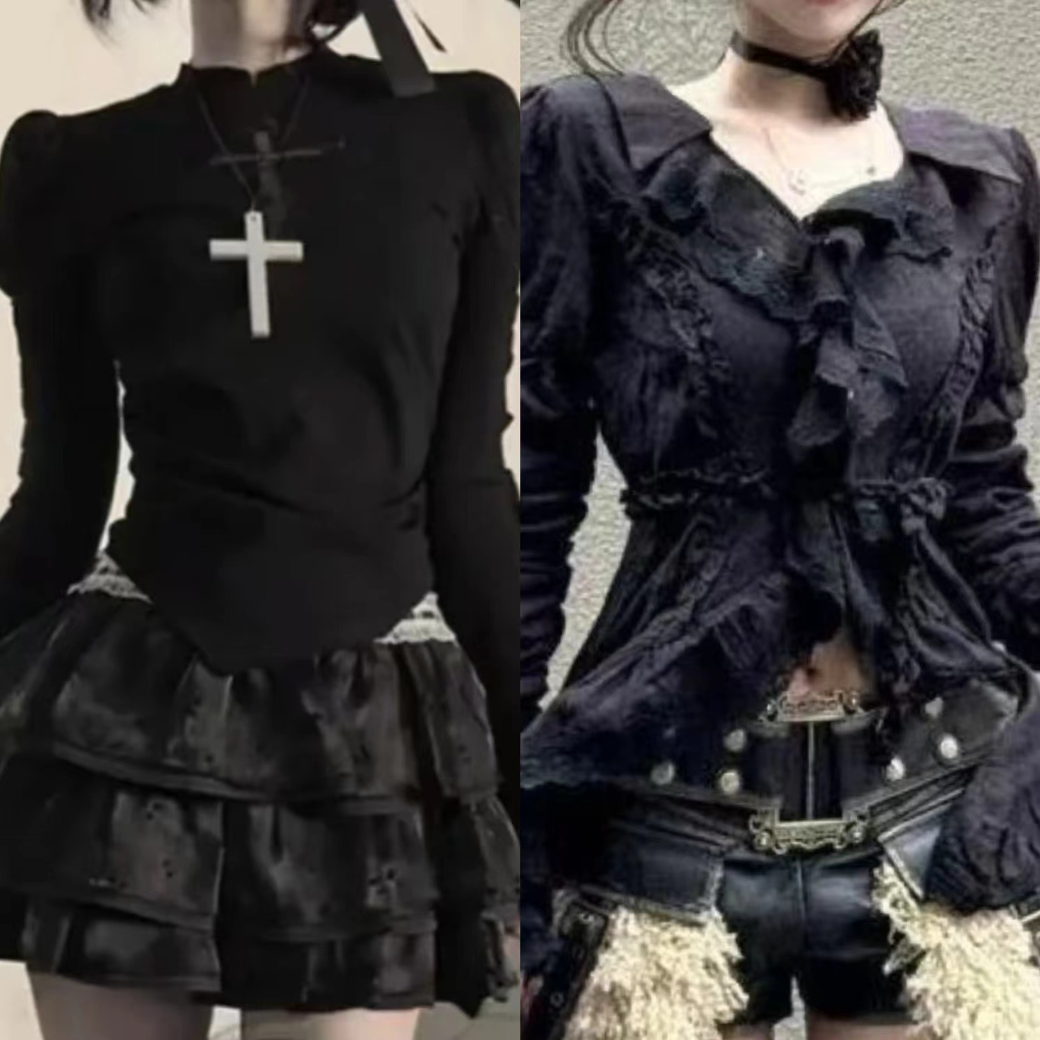 Retro Vintage Korean Fashion - Japanse Vintage Y2k Lolita Mouwloze Kant
