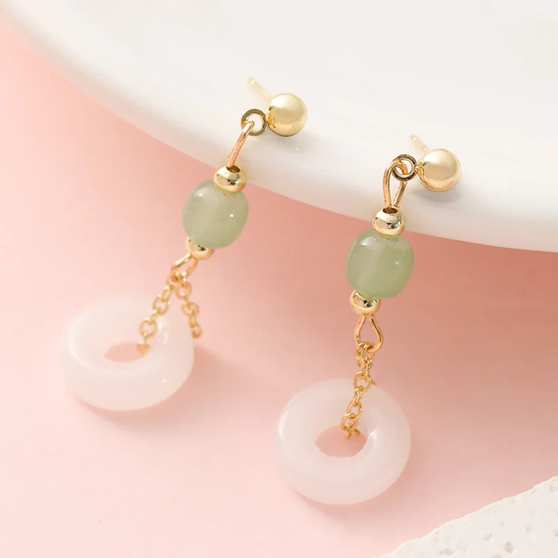 Vintage Fashion Rings - Natuurlijke echte Jade Ring Oorbellen Steen