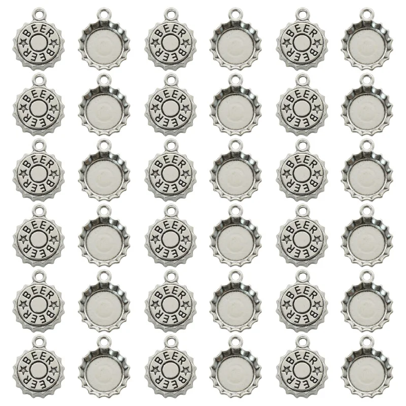 Vintage Fashion Jewelry Necklaces - 15 Stuks Antiek Verzilverd Bier Cap