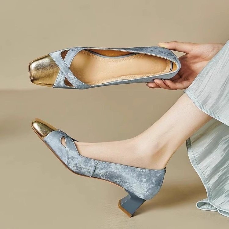 Vintage Slip Dress - Franse elegante pumps met vierkante neus