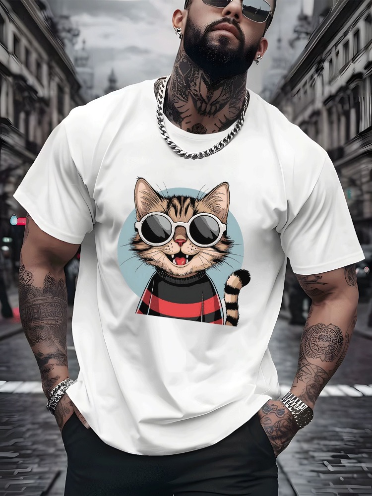 Vintage Fashion Outfits Men - Vintage Kat Katoenen T-shirt Harajuku Y2k