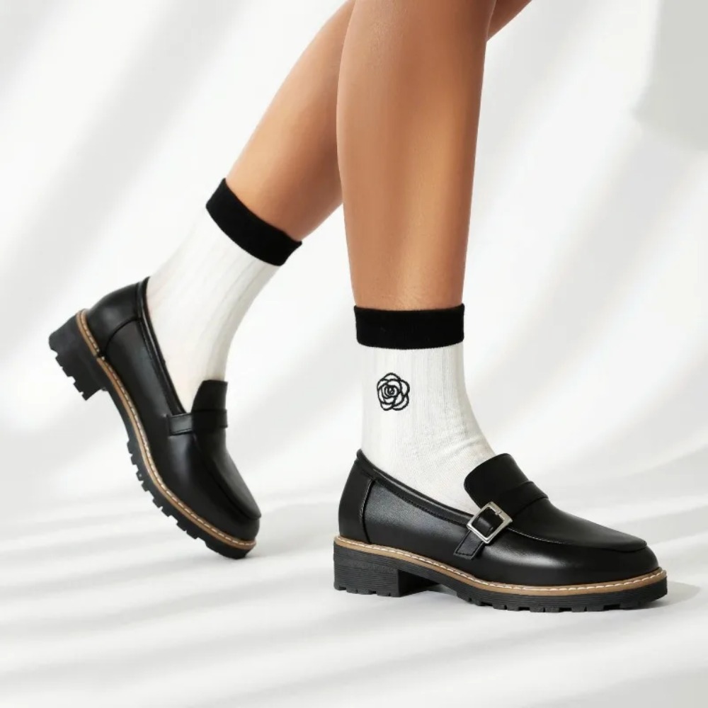 Dames zwarte leren loafers met - Vintage Slip Dress recensie en prijs