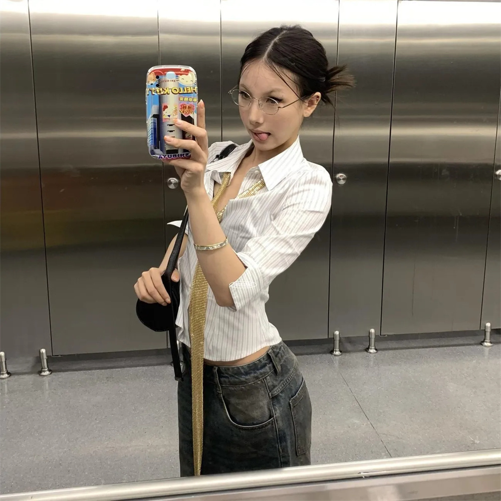 Gestreept overhemd Dames Casua - Retro Vintage Korean Fashion recensie en prijs