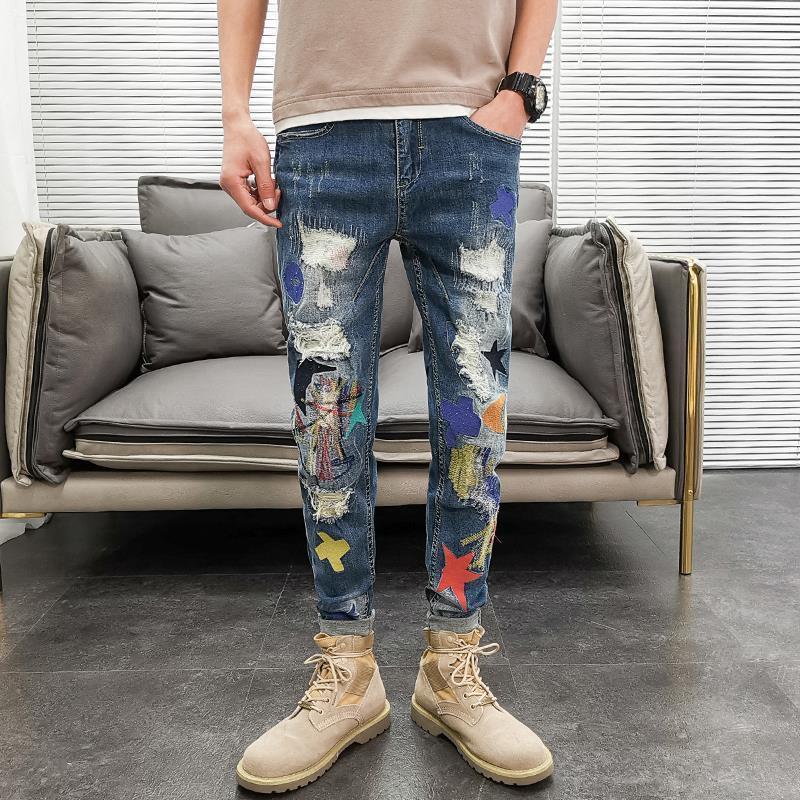 Grafische herenjeans taps toel - Retro Vintage Korean Fashion recensie en prijs