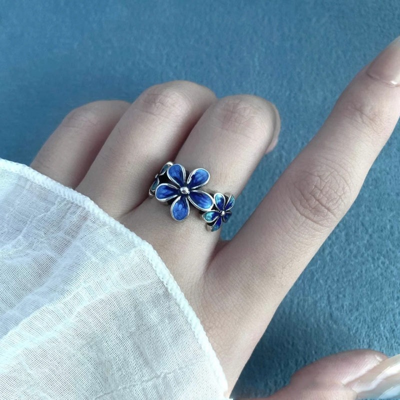 Emaille bloemenring met verste - Vintage Fashion Rings recensie en prijs