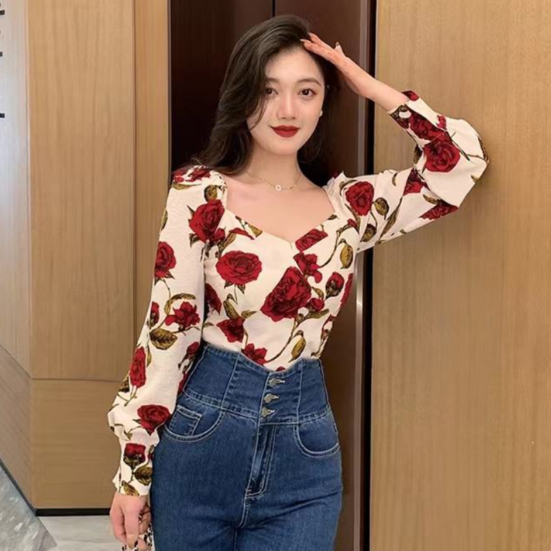 S-3XL Rose Blouses Voor Vrouwe - Retro Vintage Korean Fashion recensie en prijs